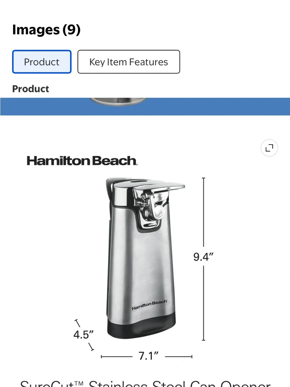 Hamilton Beach Stainless Steel Vertical Can Opener with Black Base